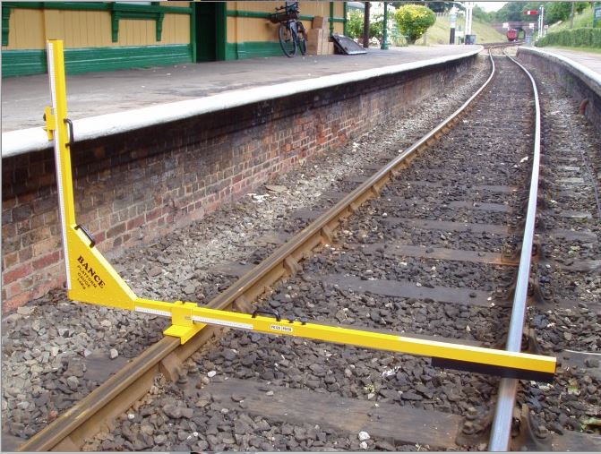 Platform Gauge in situ on a train track 